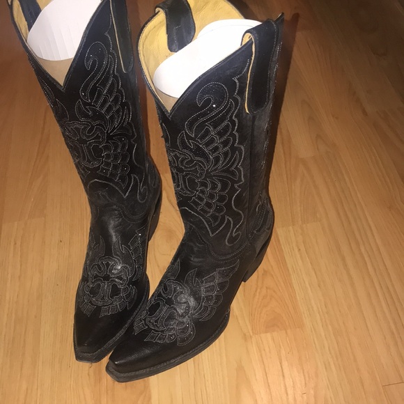 Old Gringo Black Wing Cross Sparkle Inlay Boots - Picture 4 of 6